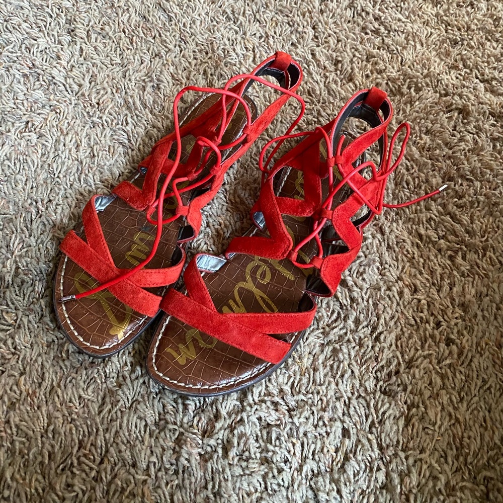 Sam Edelman Red Lace Up Sandals